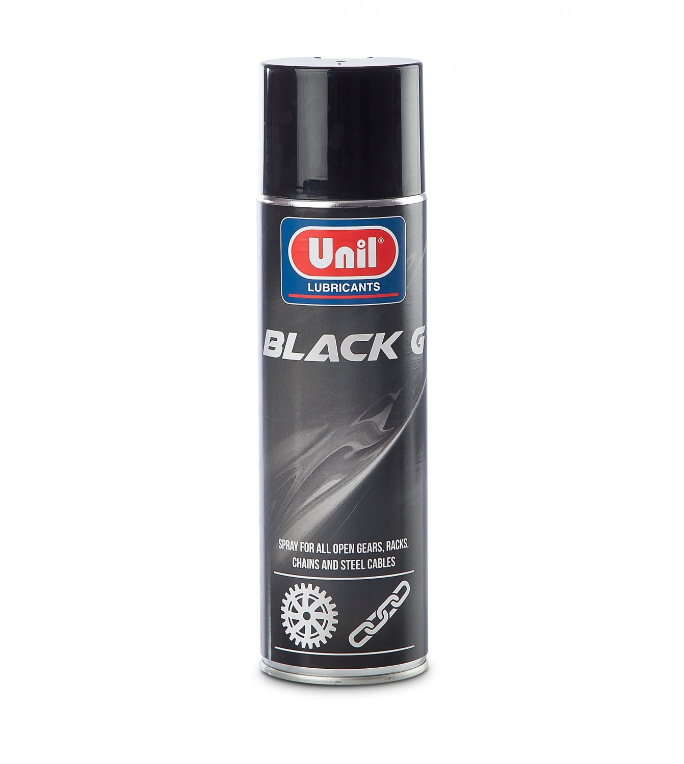 Black G - Speciale olie die een grafiethoudende en klevende film van een zeer hoge viscositeit vormt. Deze spray is ongevoelig voor warmte, zuren, zoutoplossingen en biedt weerstand tegen water.